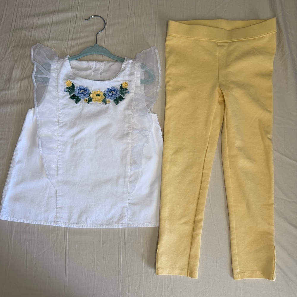 Janie and Jack girl Easter 2-peace set Top with Blue and Green Floral 5T